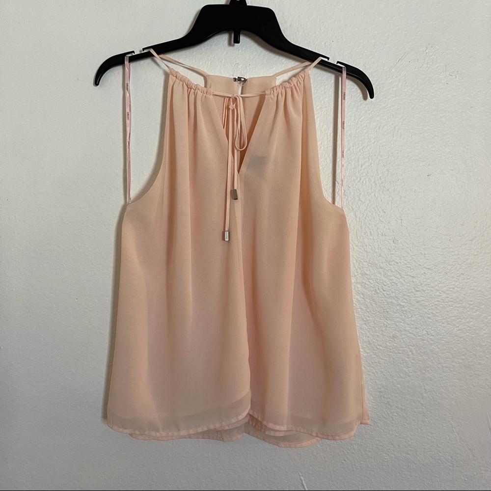 Tie-Front Open-Back Light Pink Tank Top